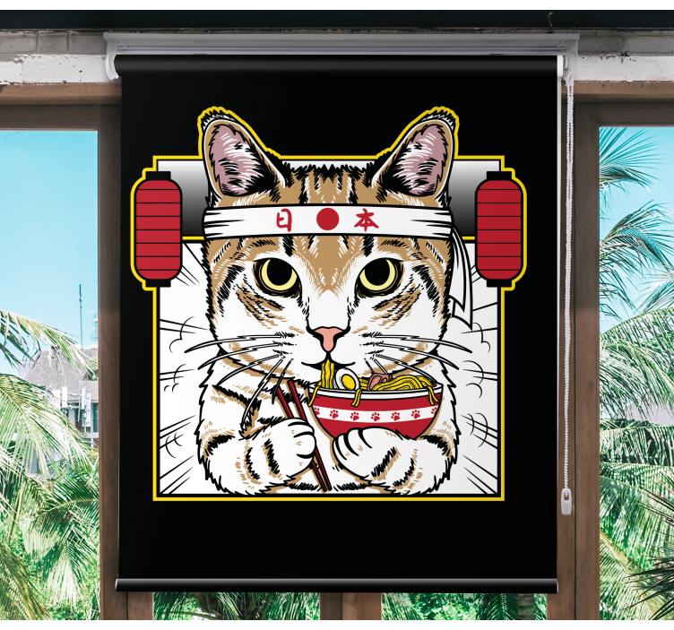 Rollo Fenster Tiere nudelfressende katze - TenStickers