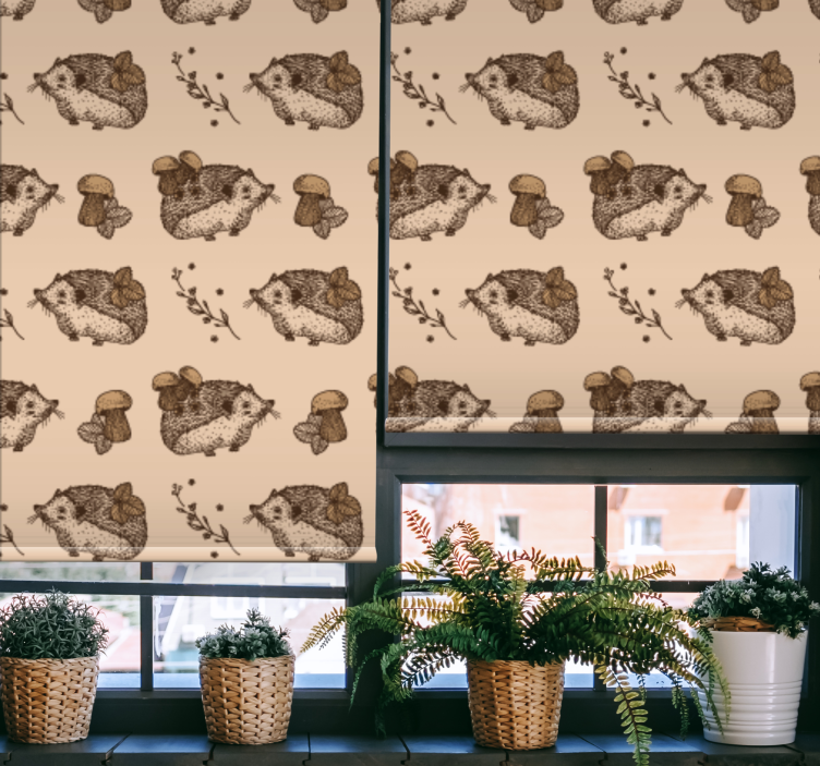 Rollo fenster tiere igel und pilze - TenStickers