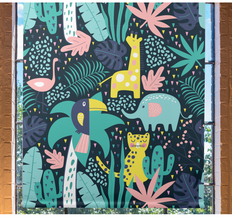 Rollo Fenster Kinderzimmer tropische nordische tiere - TenStickers