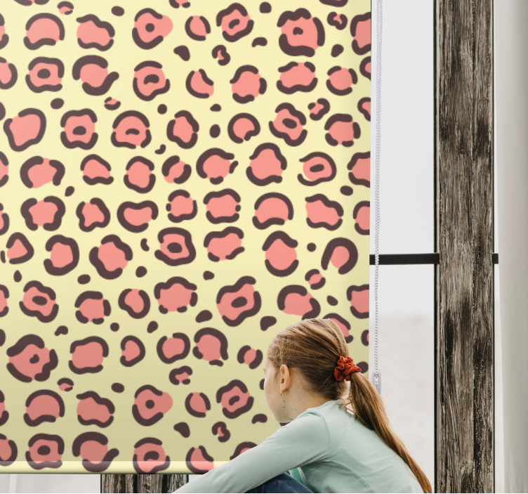 Rollo Fenster Tiermuster rosa und gelber leopard - TenStickers