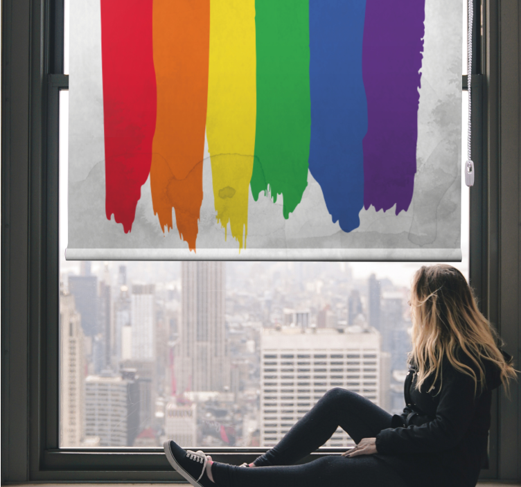 Rollo Fenster Jugendzimmer regenbogen-pinselstreifen - TenStickers