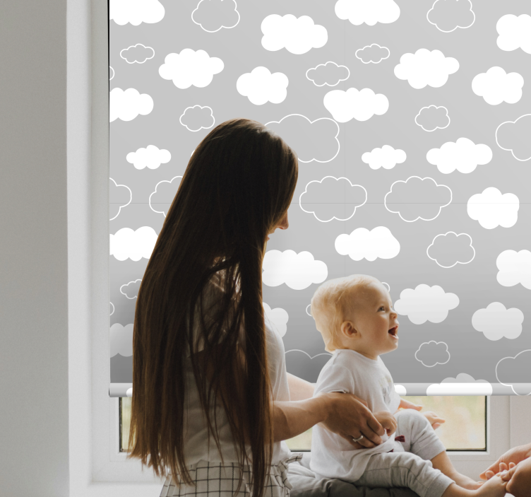 Rollo Fenster Wolken flauschiges graues muster - TenStickers