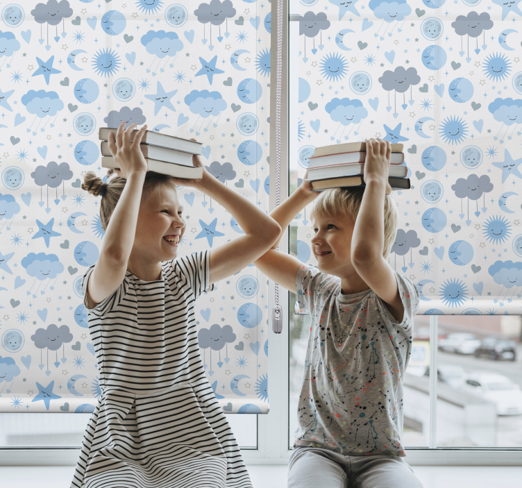 Rollo Fenster Wolken blaues sternenmuster - TenStickers