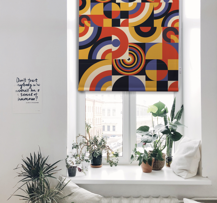 Fenster Rollo modern bunte Bauhaus Kreise - TenStickers