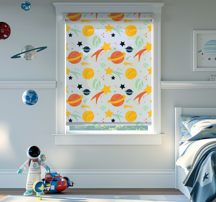 Rollo Fenster Kinderzimmer Weltraum Muster - TenStickers