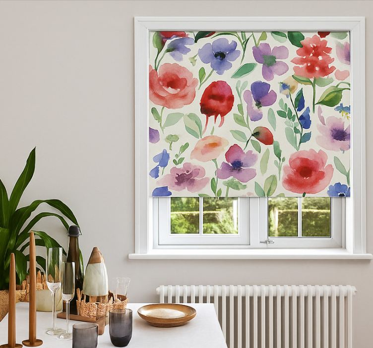 Rollo Wohnzimmer lebendige aquarellblumen - TenStickers