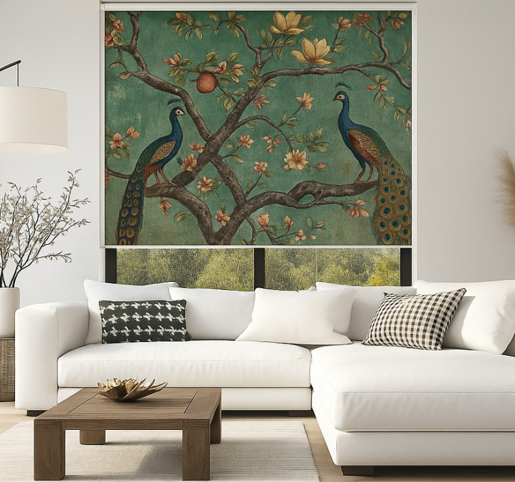 Rollo Wohnzimmer verzierter pfauenteppich - TenStickers