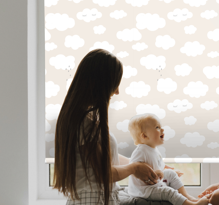 Rollo mit Wolken Beiger Hintergrund mit weinen - TenStickers