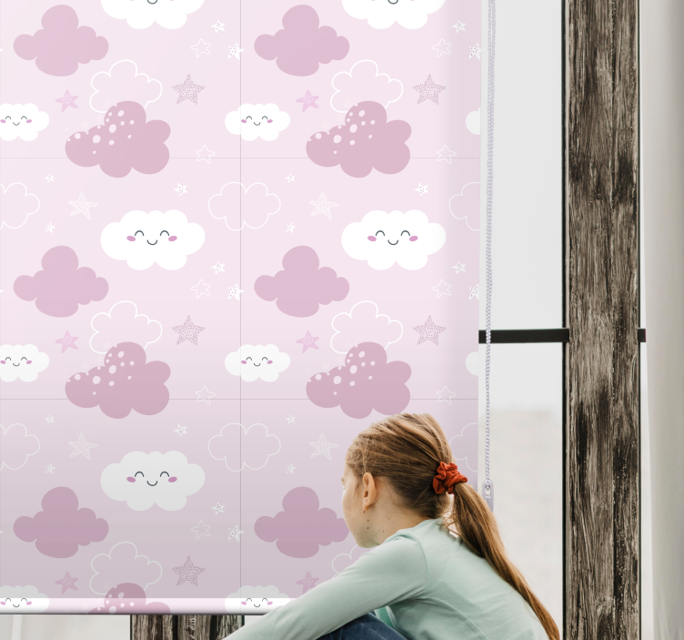 Rollo Fenster Kinderzimmer glückliche Wolken - TenStickers