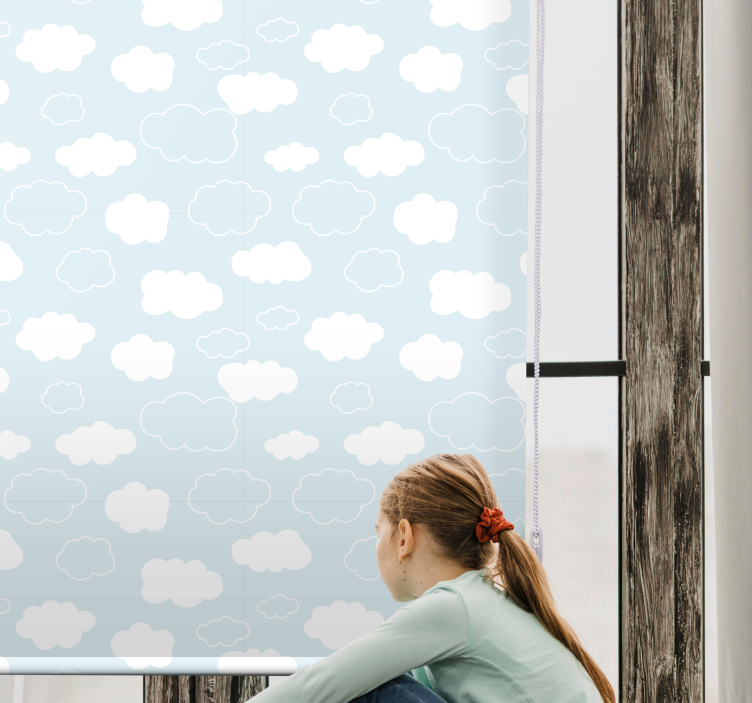 Rollo Fenster Kinderzimmer hellblaue Wolken - TenStickers