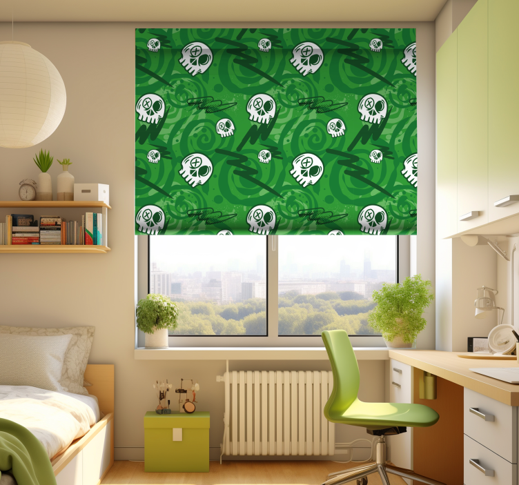 Rollos Jugendliche Graffiti Totenkopf grün - TenStickers