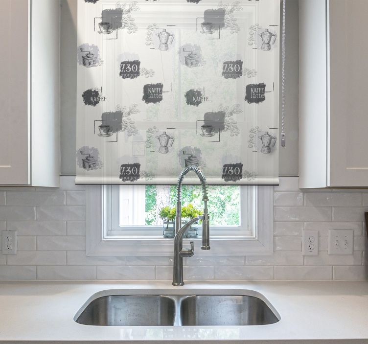 Rollo für Küche Kaffeemuster in Grautönen - TenStickers