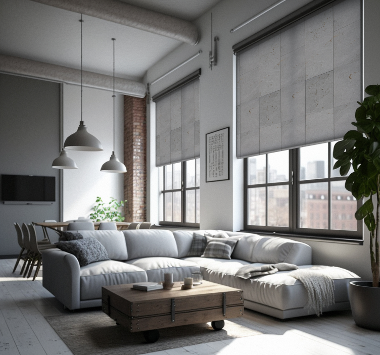 Rollo Wohnzimmer mit Beton industriell - TenStickers