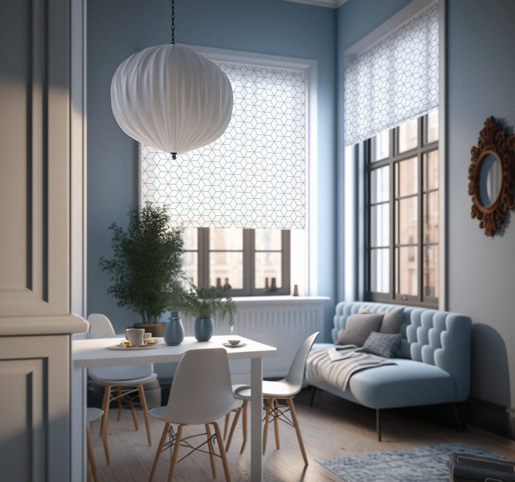 Rollo Wohnzimmer mit Skandinavisch Sechseck-umrissmuster - TenStickers