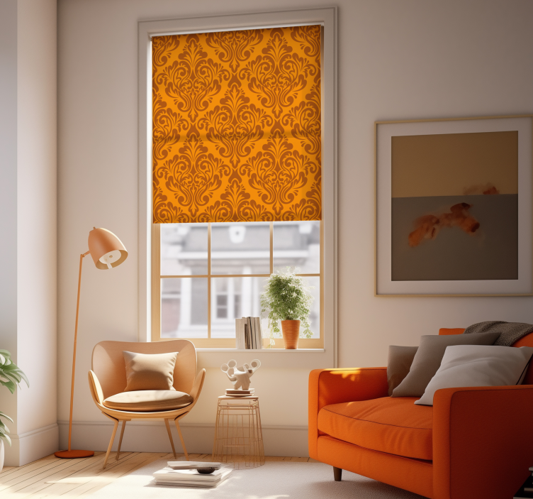 Rollos Wohnzimmer Damask orange - TenStickers