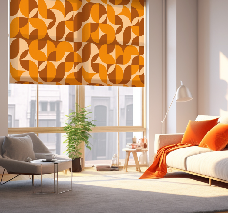Fenster Rollo modern Wohnzimmer mit Retro Muster orange - TenStickers