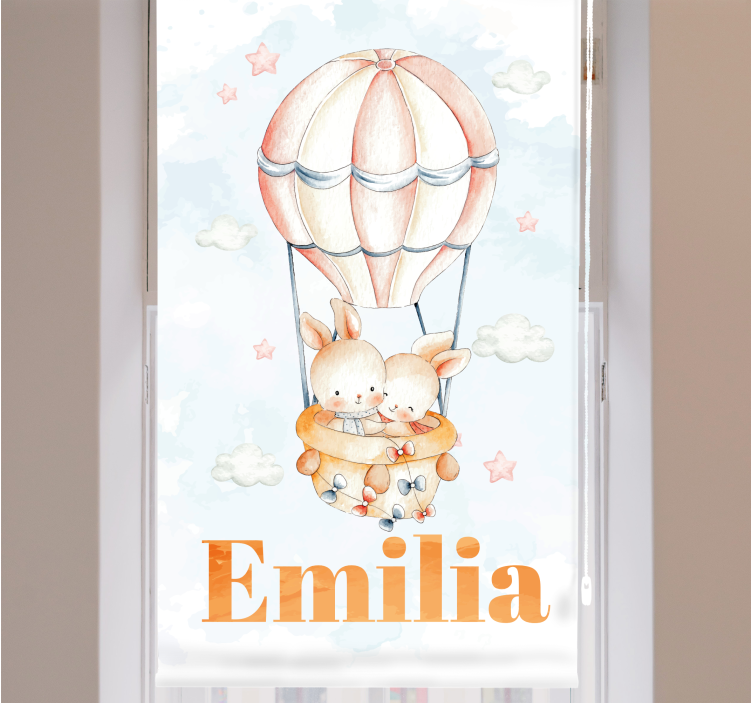 Rollo Fenster Kinderzimmer Pastellballon mit Namen - TenStickers