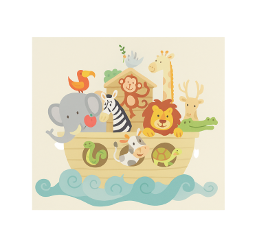 Rollo Fenster Kinderzimmer arche noah mit namen - TenStickers