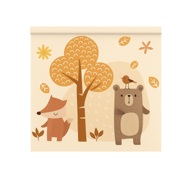 Rollo Fenster Kinderzimmer beige waldtiere - TenStickers