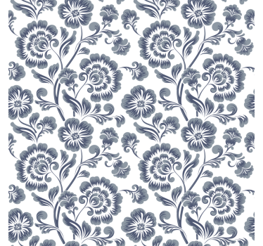 Rollo fenster badezimmer blaue blumen weißer hintergrund - TenStickers