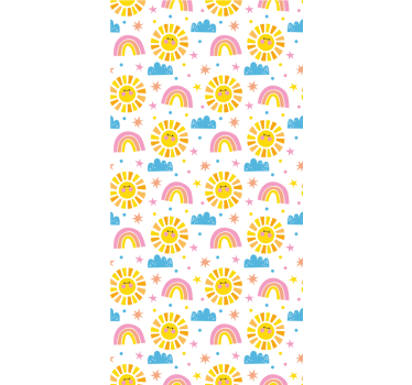 Rollo fenster kinderzimmer regenbogen sonne wolken - TenStickers