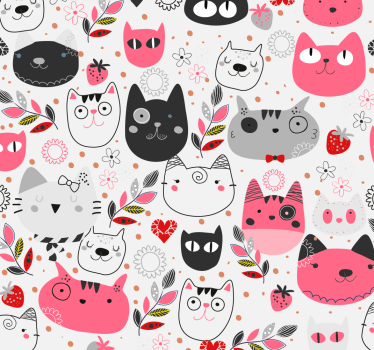 Rollo fenster kinderzimmer mit illustrierten katzen - TenStickers