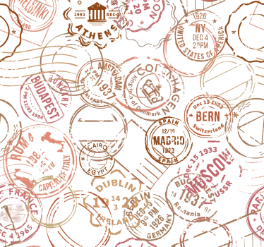 Rollo fenster jugendzimmer mit retro-stempeln - TenStickers