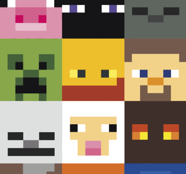 Rollo fenster jugendzimmer mit pixeligen gaming-gesichtern - TenStickers
