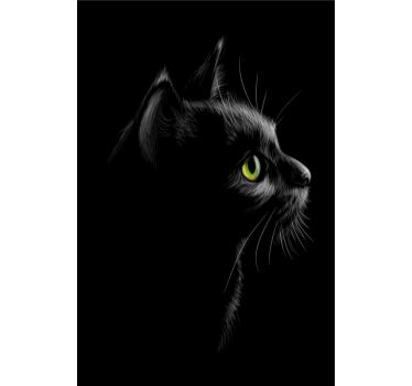 Rollo wohnzimmer mit grünen katzenaugen - TenStickers