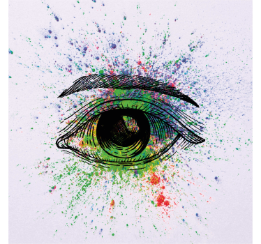 Rollo wohnzimmer mit abstrakten bunten augen - TenStickers