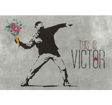 Rollo fenster grau personalisierter banksy blumenstrauß - TenStickers