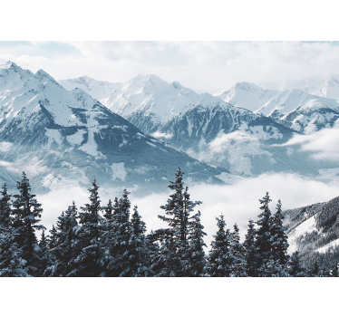 Rollo wohnzimmer schneebedeckte berge und bäume - TenStickers