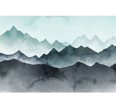 Rollo wohnzimmer mit blauen bergmotiven - TenStickers