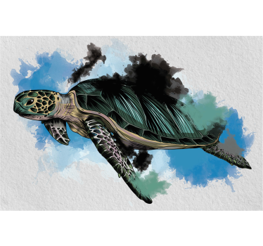 Rollo wohnzimmer mit aquarell schildkröte - TenStickers