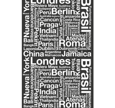 Städte Text Rollo schwarzer Hintergrund - TenStickers
