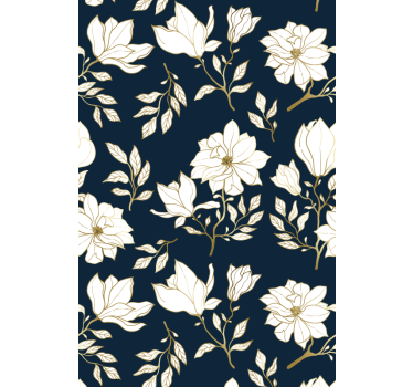Wohzimmer Rollo Fenster mit weiße Blumen - TenStickers