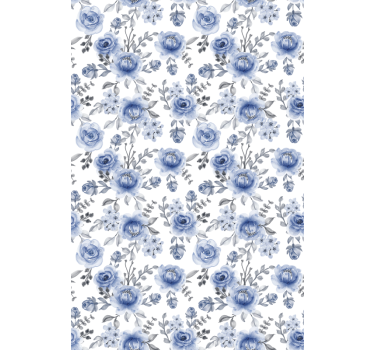 Rollo fenster blumen blaues blumenmuster - TenStickers