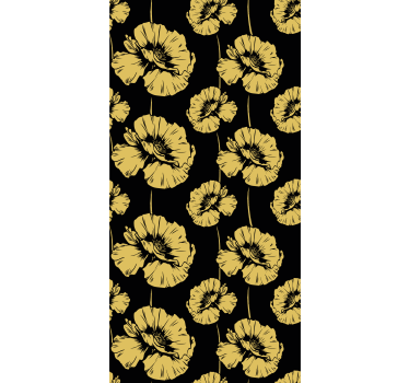 Rollo Fenster Blumen gelbes und schwarzes design - TenStickers