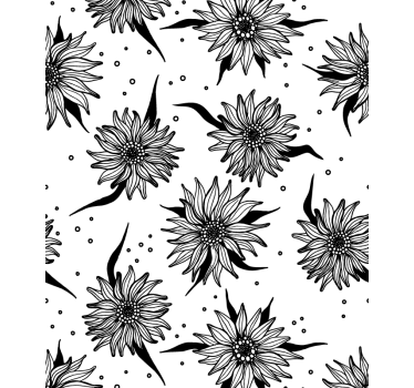 Rollo Fenster Blumen schwarz-weiße sonnenblumen - TenStickers