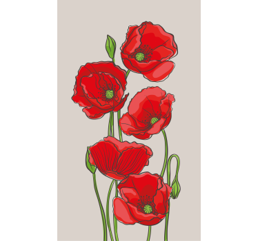 Rollo Fenster Blumen rote mohnblumen - TenStickers
