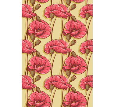 Blumen Rollo Vintage rote mohnblumenmuster - TenStickers