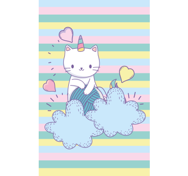 Rollo Kind Einhornkatze auf wolken - TenStickers