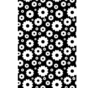 Rollo Fenster Blumen schwarz-weißes blütenmuster - TenStickers