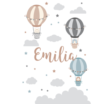 Zeichnungen Rollo Pastellfarbene luftballons und wolken - TenStickers