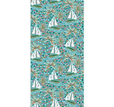 Rollo Fenster Blumen segelboote und palmen - TenStickers