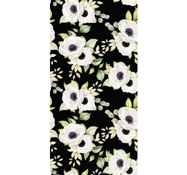 Ehe Rollos Schönes Muster aus weißen rosen mit schwarz - TenStickers
