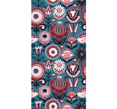 Rollo Fenster Blumen retro-folk-muster - TenStickers