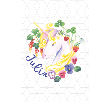 Rollo Fenster Kinderzimmer florales einhorn mit namen - TenStickers