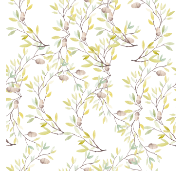 Blumen Rollo fur Bad Original aquarell grüne blätter Muster - TenStickers