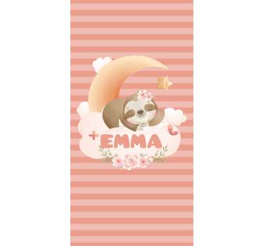 Rollo Fenster Kinderzimmer name mit faultier und mond - TenStickers